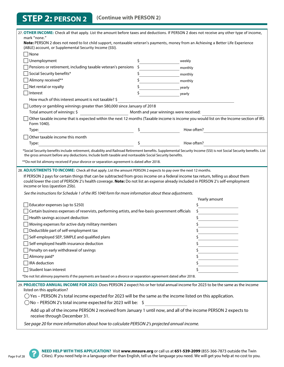 Form DHS-6696-ENG Application for Health Coverage and Help Paying Costs - Minnesota, Page 11