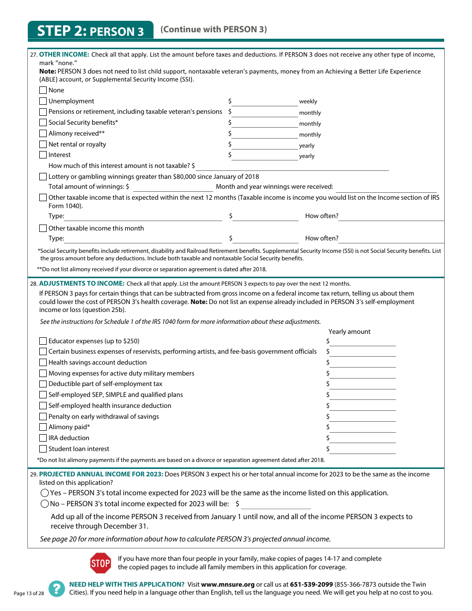 Form DHS-6696-ENG Application for Health Coverage and Help Paying Costs - Minnesota, Page 15