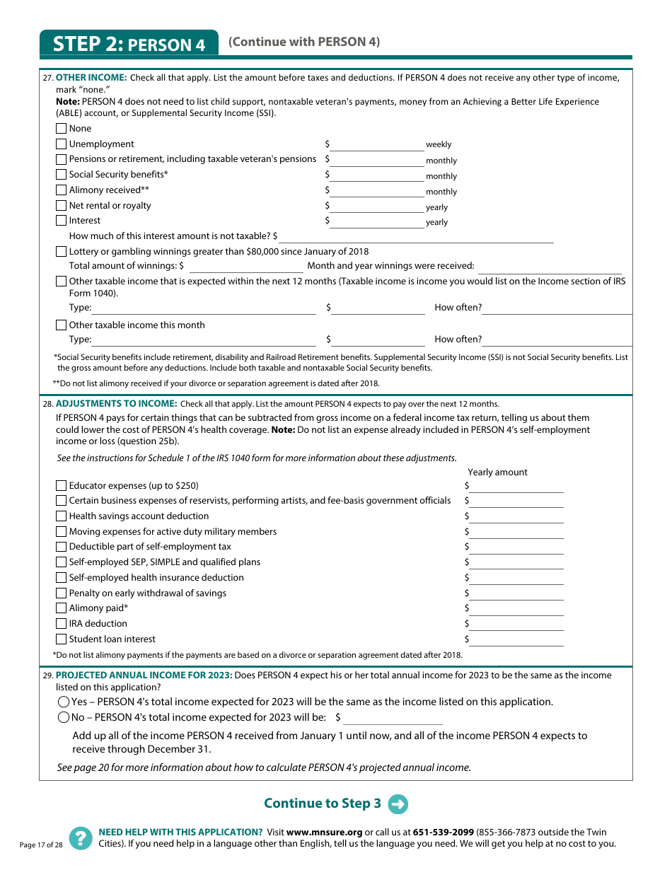 Form DHS-6696-ENG Application for Health Coverage and Help Paying Costs - Minnesota, Page 19