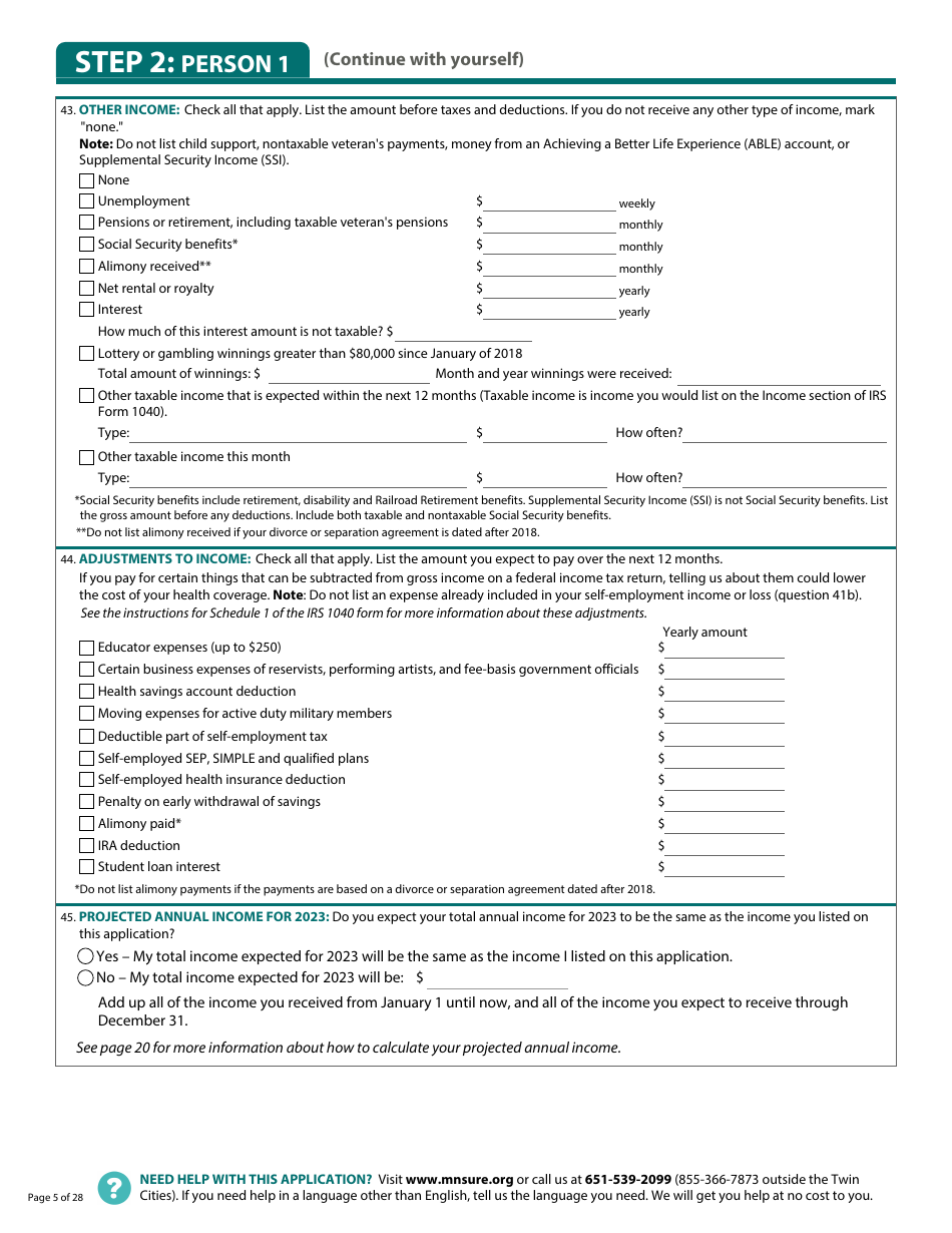 Form DHS-6696-ENG Application for Health Coverage and Help Paying Costs - Minnesota, Page 7