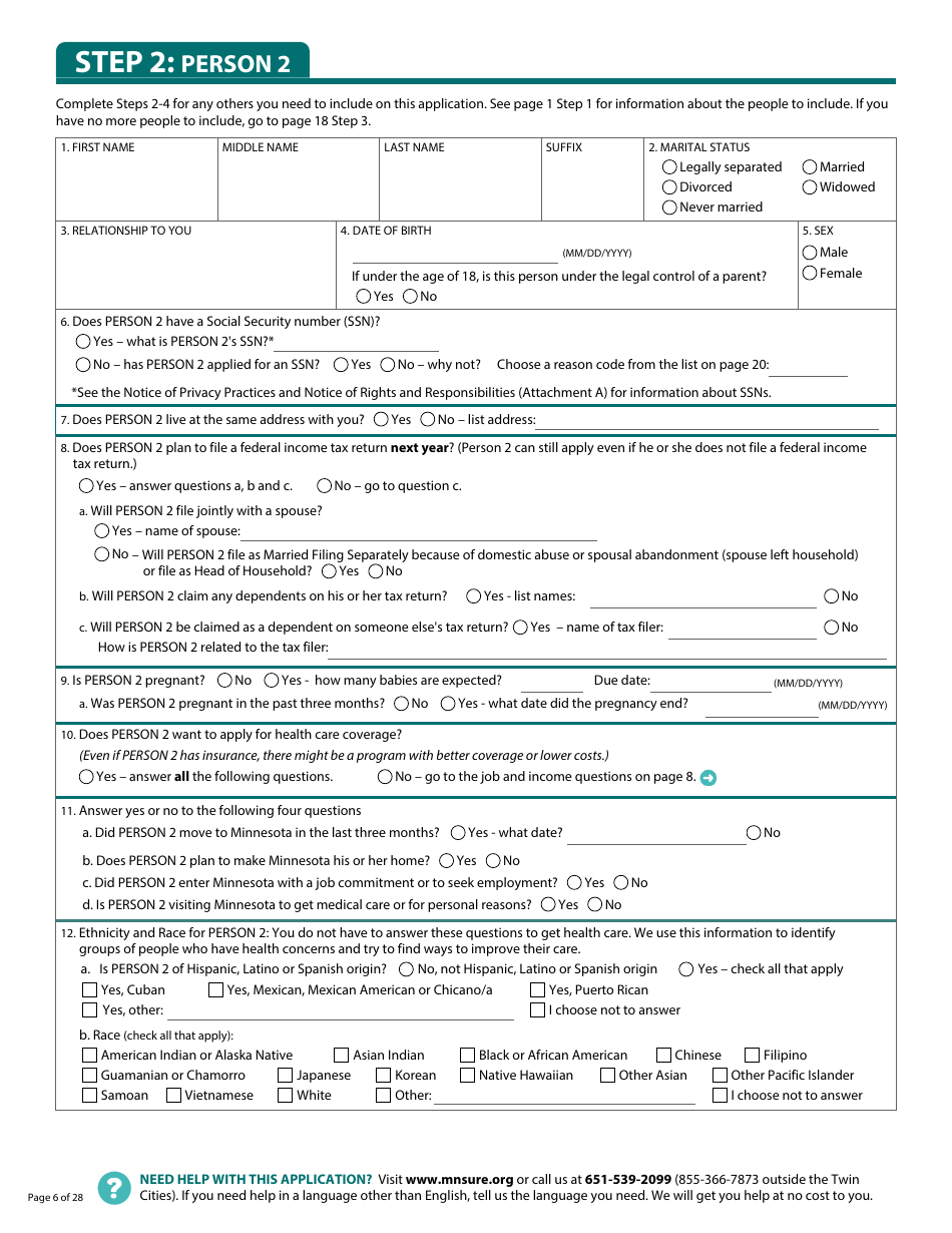 Form DHS-6696-ENG Application for Health Coverage and Help Paying Costs - Minnesota, Page 8