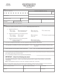 Document preview: Form NP-20A (State Form 51064) Nonprofit Application for Sales Tax Exemption - Indiana
