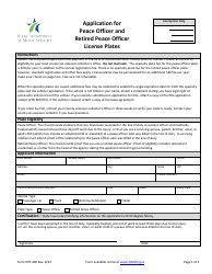 Form VTR-406 Application for Peace Officer and Retired Peace Officer License Plates - Texas