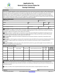 Document preview: Form VTR-119 Application for General Issue License Plates for Exempt Vehicle(S) - Texas