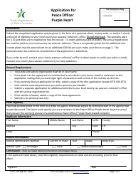 Document preview: Form VTR-408 Application for Peace Officer Purple Heart - Texas