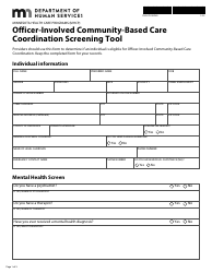 Document preview: Form DHS-7305-ENG Officer-Involved Community-Based Care Coordination Screening Tool - Minnesota
