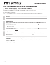 Document preview: Form LODA-1 Local Option Disaster Abatements - Reimbursements - Minnesota