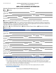 Form CSE-1163A Employer Address Information - Arizona