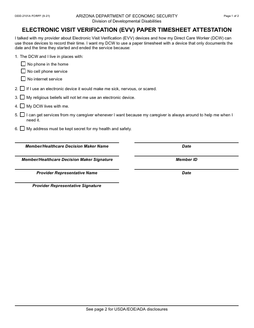 Form DDD-2101A  Printable Pdf