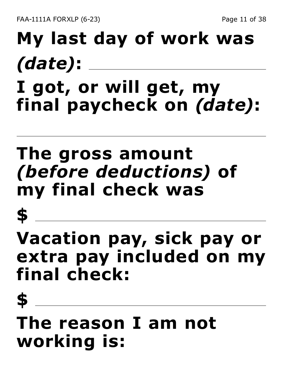 Form FAA-1111A-XLP Participant Statement Verification Worksheet (Extra Large Print) - Arizona, Page 11