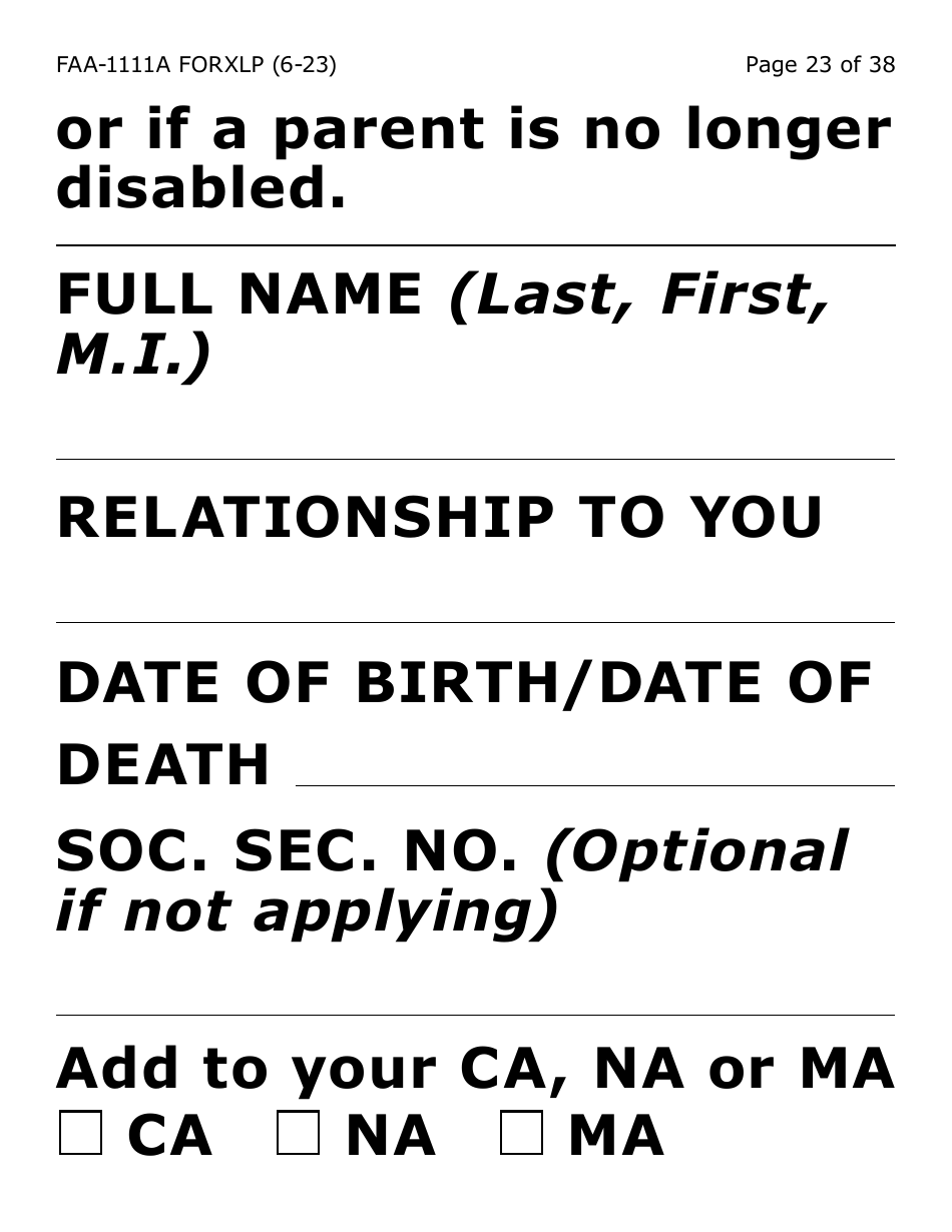 Form FAA-1111A-XLP Participant Statement Verification Worksheet (Extra Large Print) - Arizona, Page 23