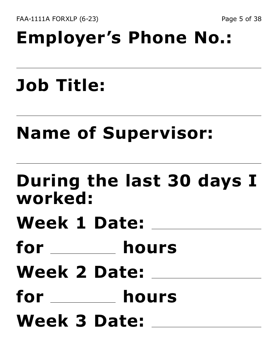 Form FAA-1111A-XLP Participant Statement Verification Worksheet (Extra Large Print) - Arizona, Page 5