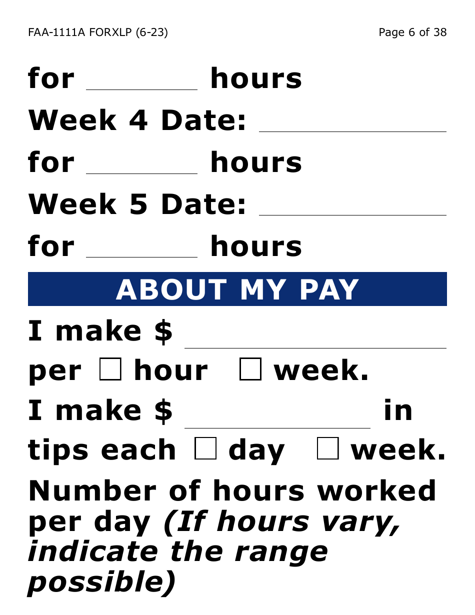 Form FAA-1111A-XLP Participant Statement Verification Worksheet (Extra Large Print) - Arizona, Page 6