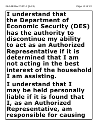 Form FAA-1826A-XLP Nutrition Assistance (Na) Authorized Representative Request (Extra Large Print) - Arizona, Page 13