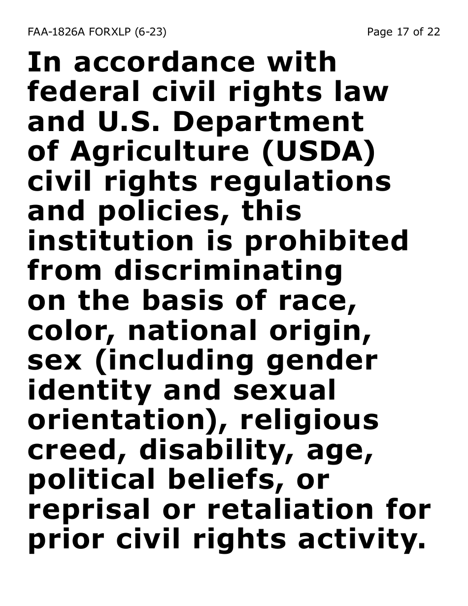 Form FAA-1826A-XLP Nutrition Assistance (Na) Authorized Representative Request (Extra Large Print) - Arizona, Page 17