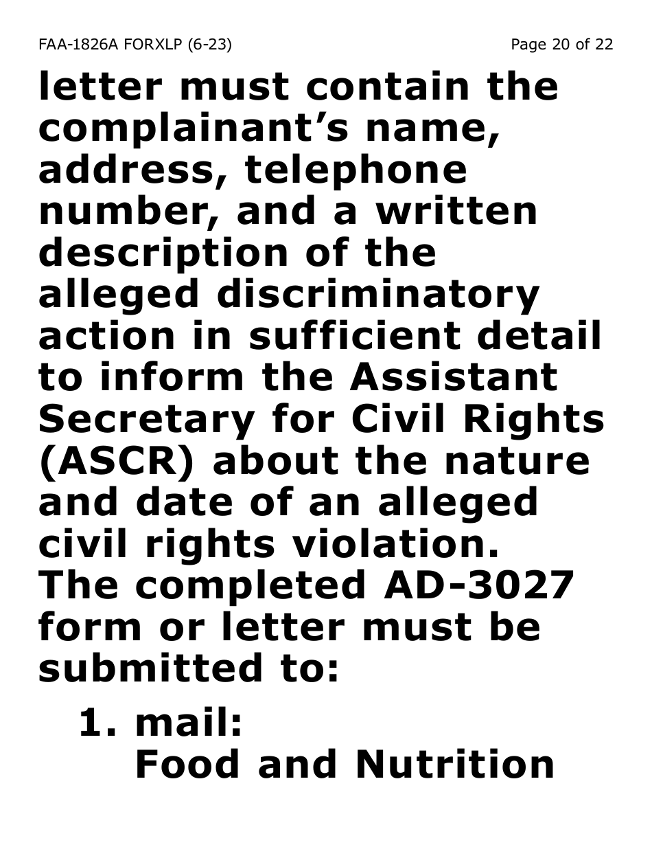 Form FAA-1826A-XLP Nutrition Assistance (Na) Authorized Representative Request (Extra Large Print) - Arizona, Page 20