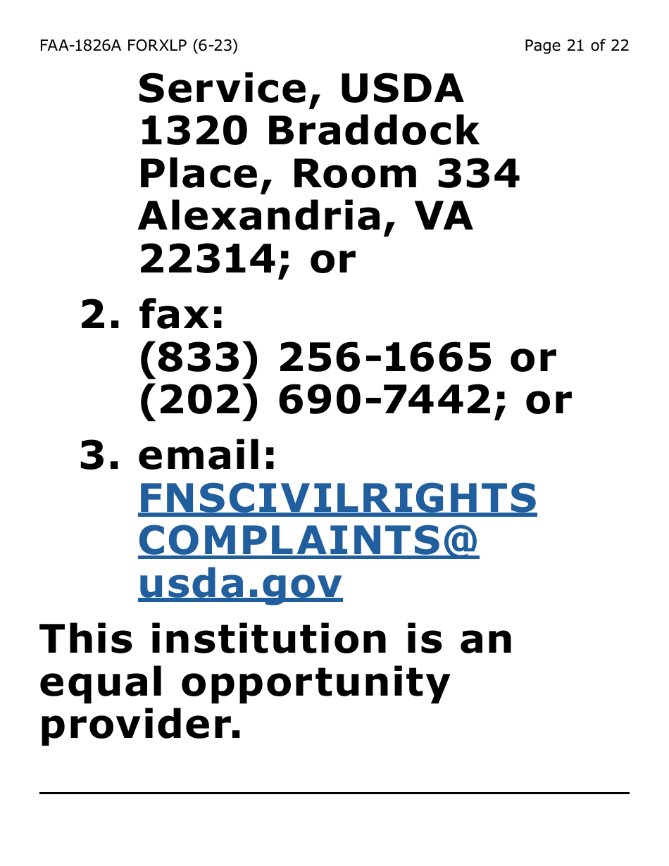 Form FAA-1826A-XLP Nutrition Assistance (Na) Authorized Representative Request (Extra Large Print) - Arizona, Page 21