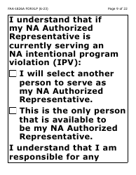 Form FAA-1826A-XLP Nutrition Assistance (Na) Authorized Representative Request (Extra Large Print) - Arizona, Page 9