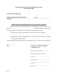 Document preview: Application for Appointment as Civil Process Server - Franklin County, Ohio