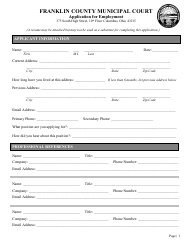 Document preview: Application for Employment - Franklin County, Ohio