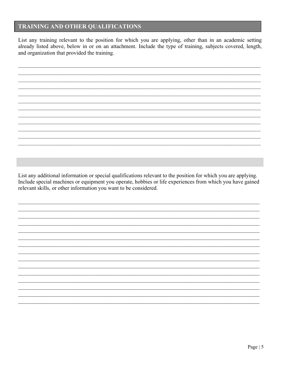 Application for Employment - Franklin County, Ohio, Page 5