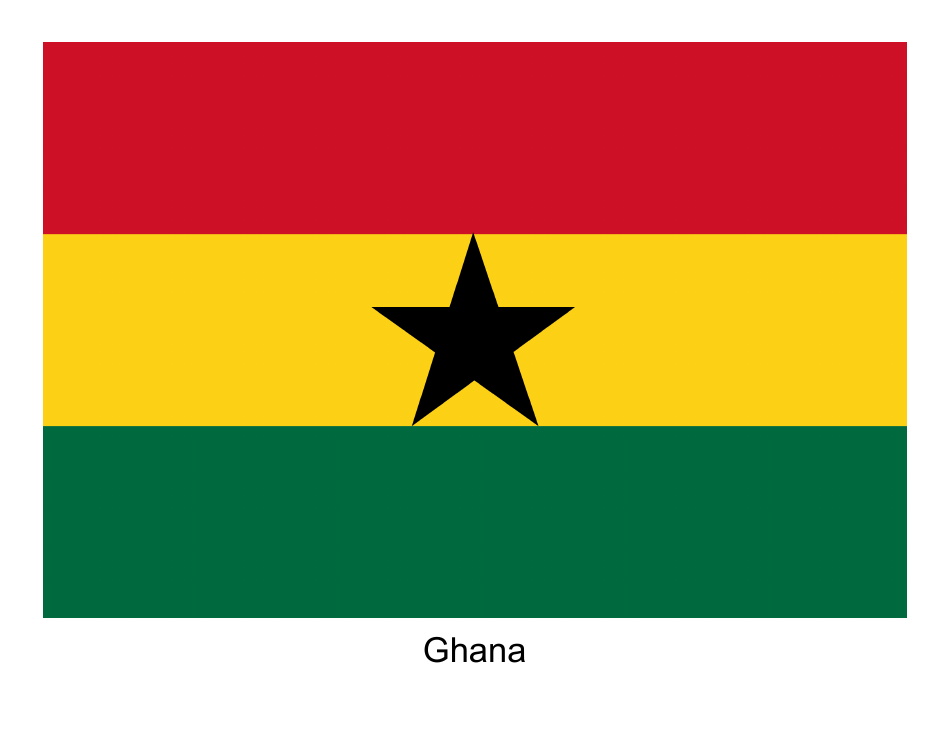 Ghana Flag Template - A high-quality editable template of the Ghana flag design.