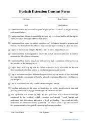 Document preview: Eyelash Extension Consent Form