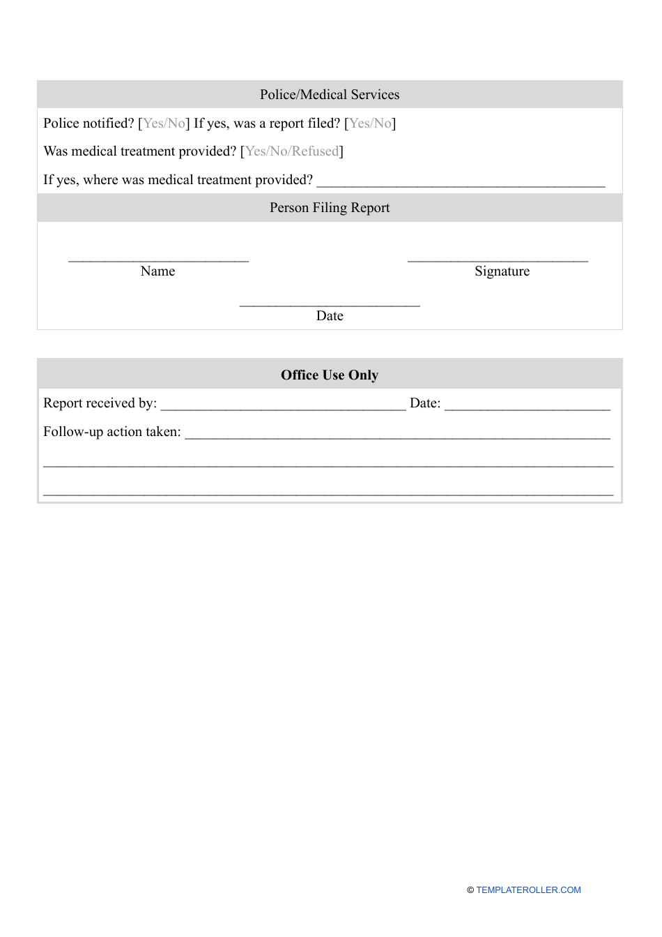 Accident Incident Report Form - Fill Out, Sign Online and Download PDF ...