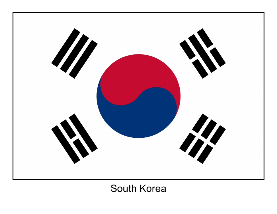 South Korea flag template - Download printable image