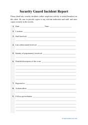 Document preview: Security Guard Incident Report Template