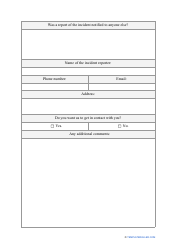 Guest Incident Report Form, Page 2