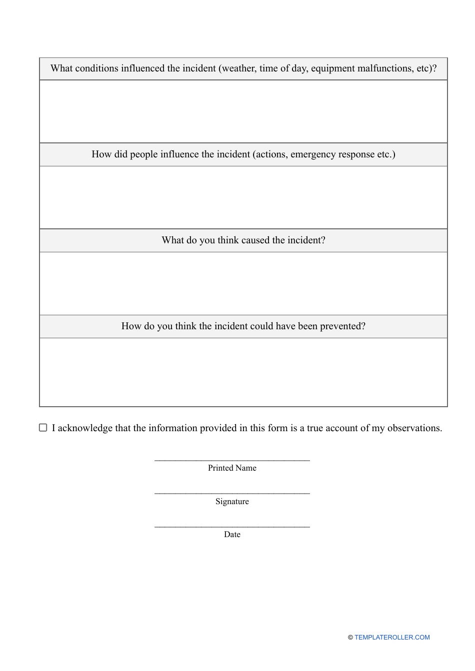 Witness Incident Report Form - Fill Out, Sign Online and Download PDF ...