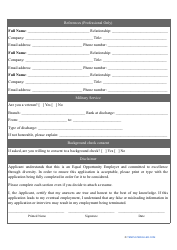 Employment Application Form, Page 3