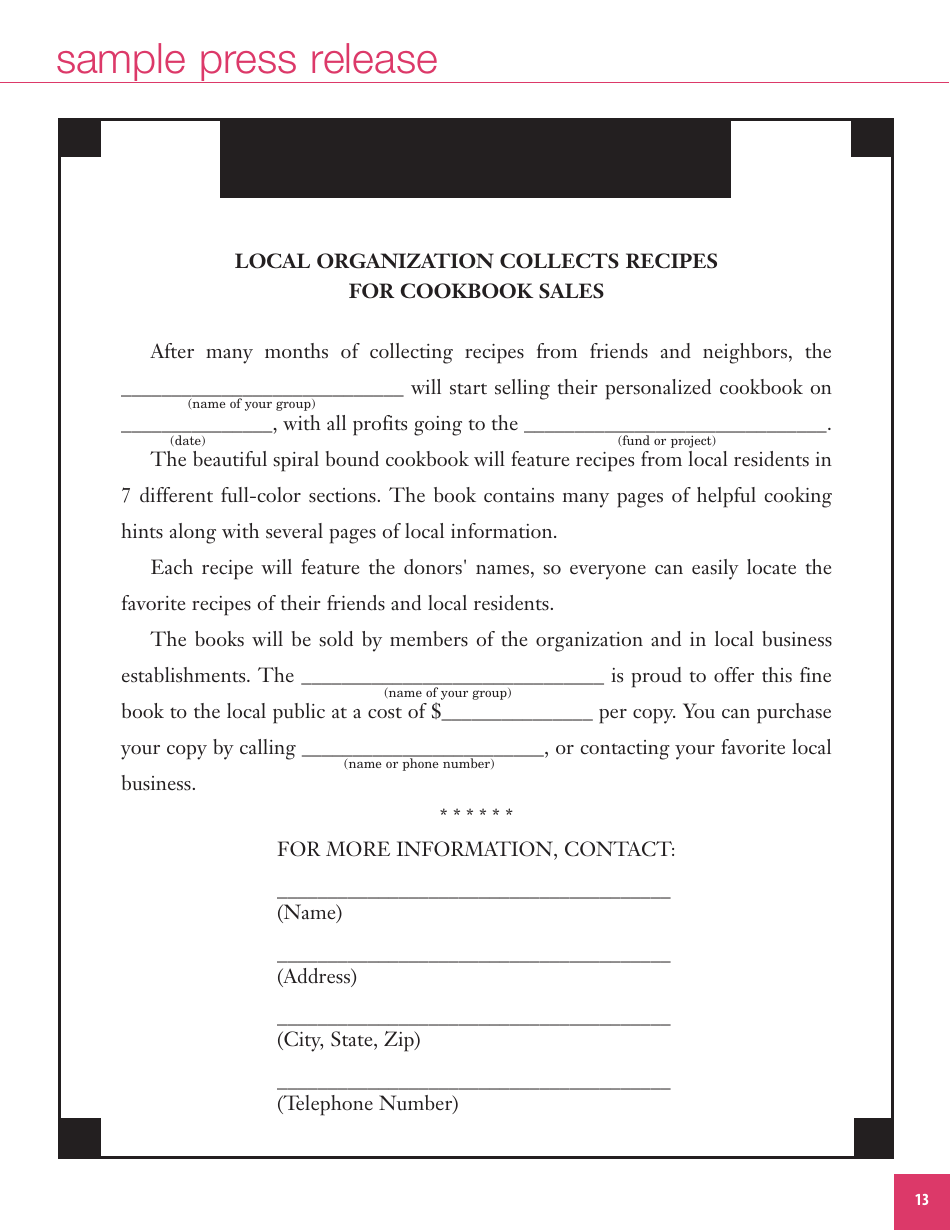 Community Cookbook Templates, Page 14