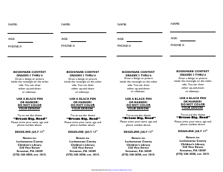 Bookmark Contest Templates - Lackawanna County Children&#039;s Library, Page 2