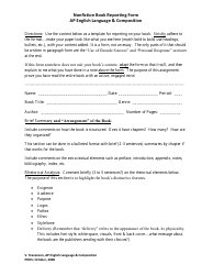 Document preview: Nonfiction Book Reporting Form - V. Stevenson
