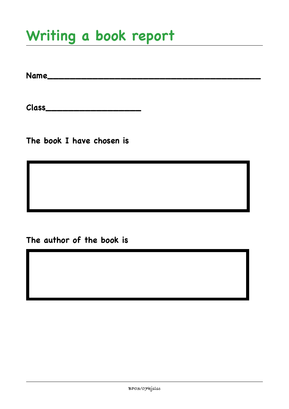 Book Report Template - Green, Page 1