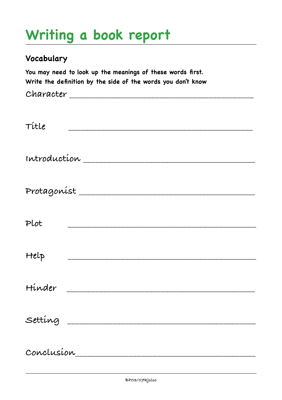 Book Report Template - Green, Page 2