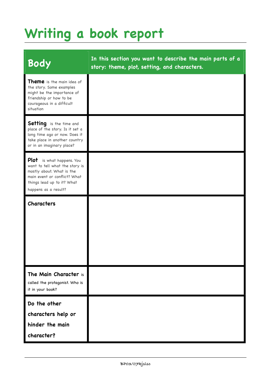 Book Report Template - Green, Page 4