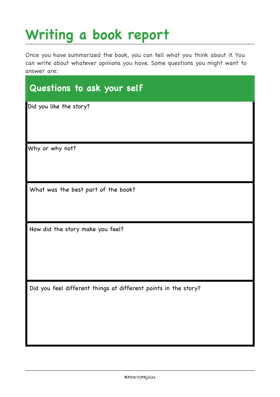 Book Report Template - Green, Page 5