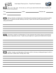 Book Report Planning Form - Powerpoint Presentation