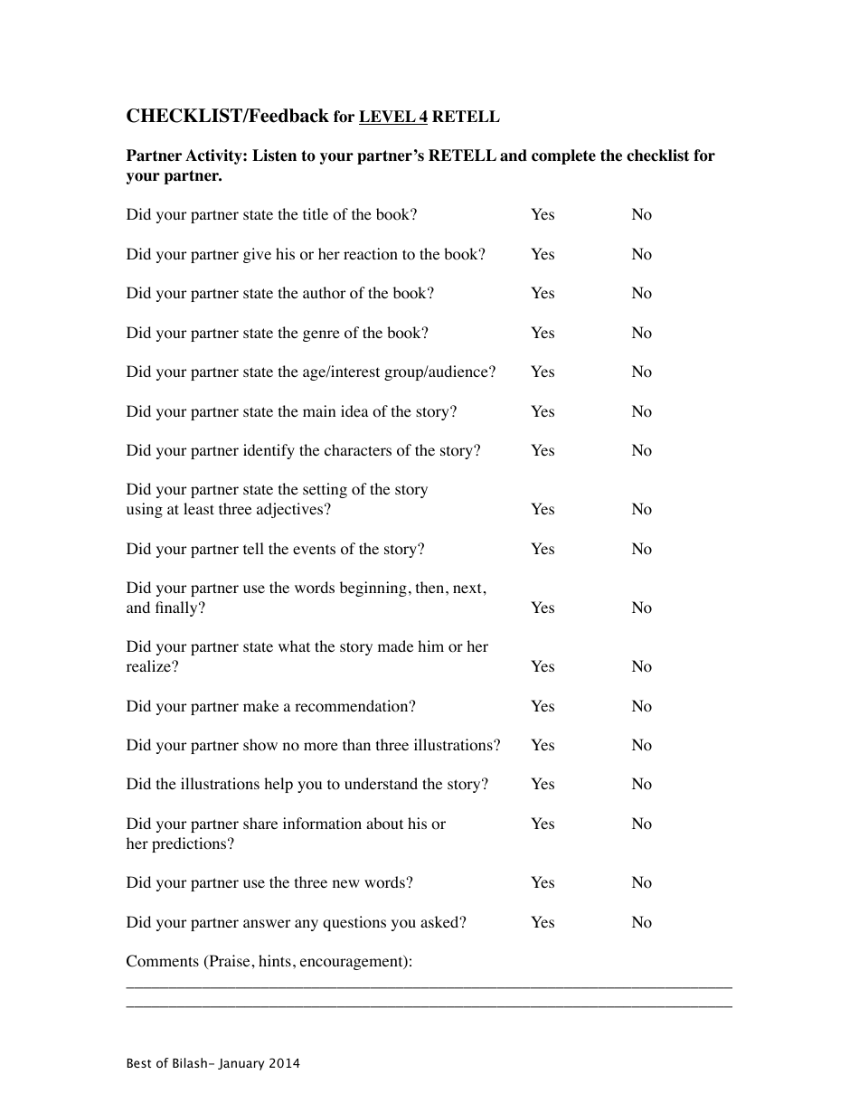 Reading and Retell Templates, Page 11