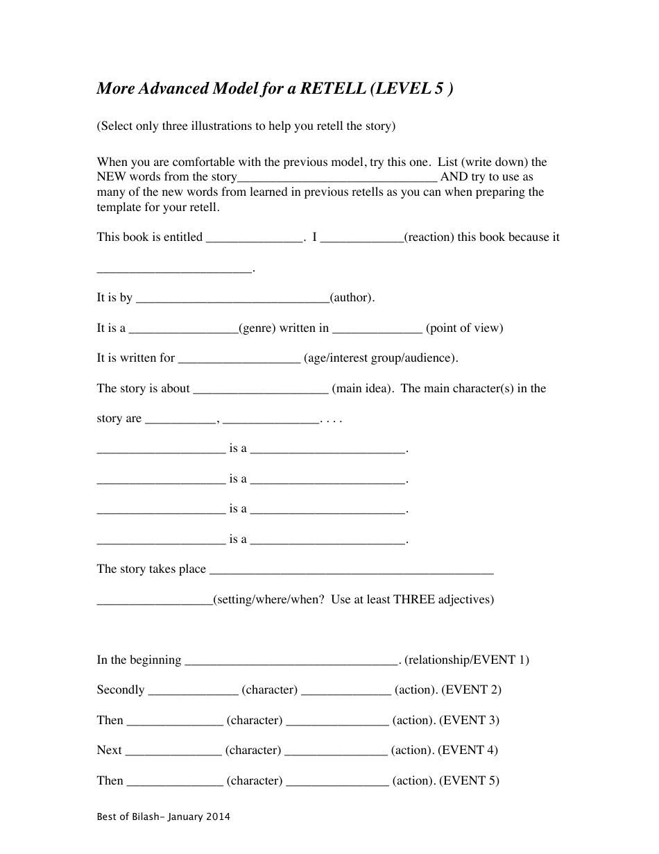 Reading and Retell Templates, Page 13