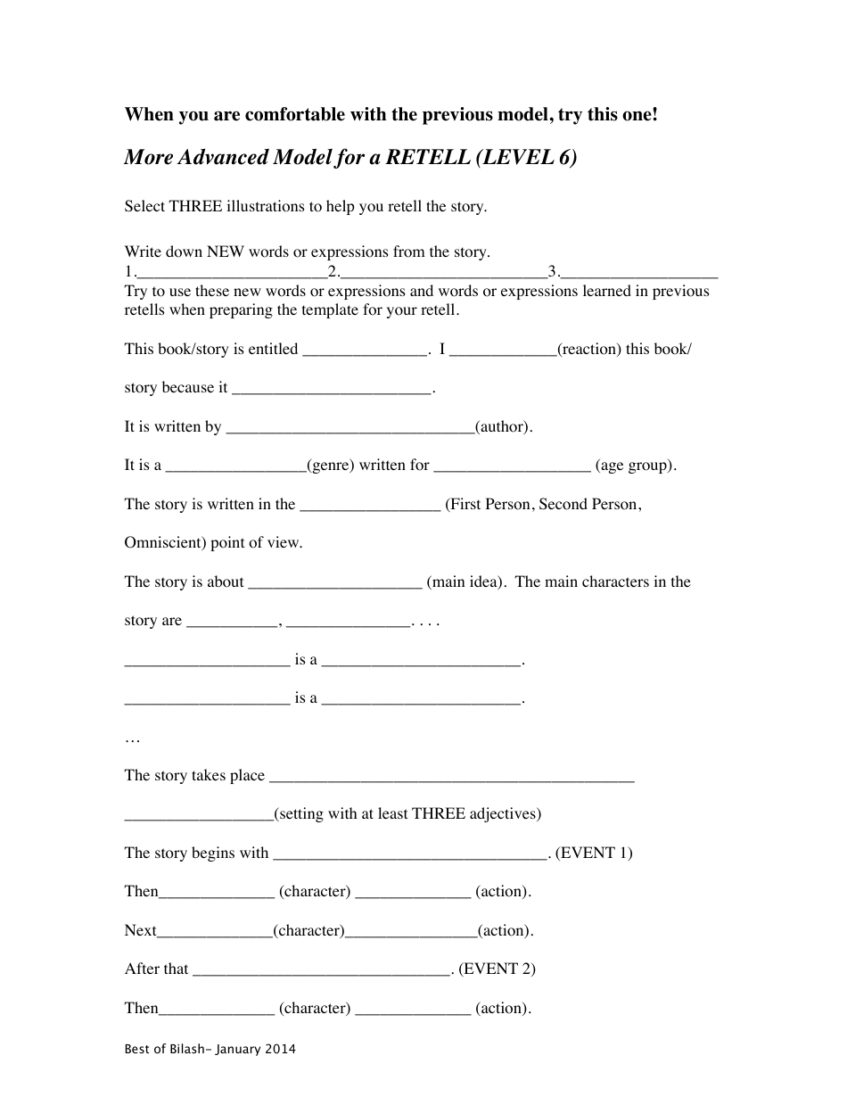 Reading and Retell Templates, Page 16