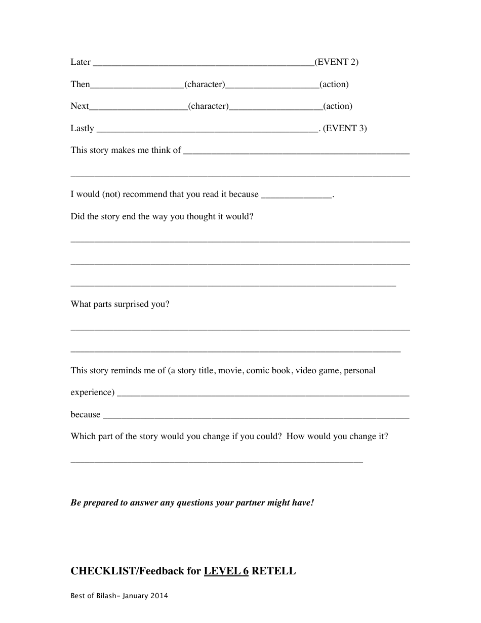 Reading and Retell Templates, Page 17