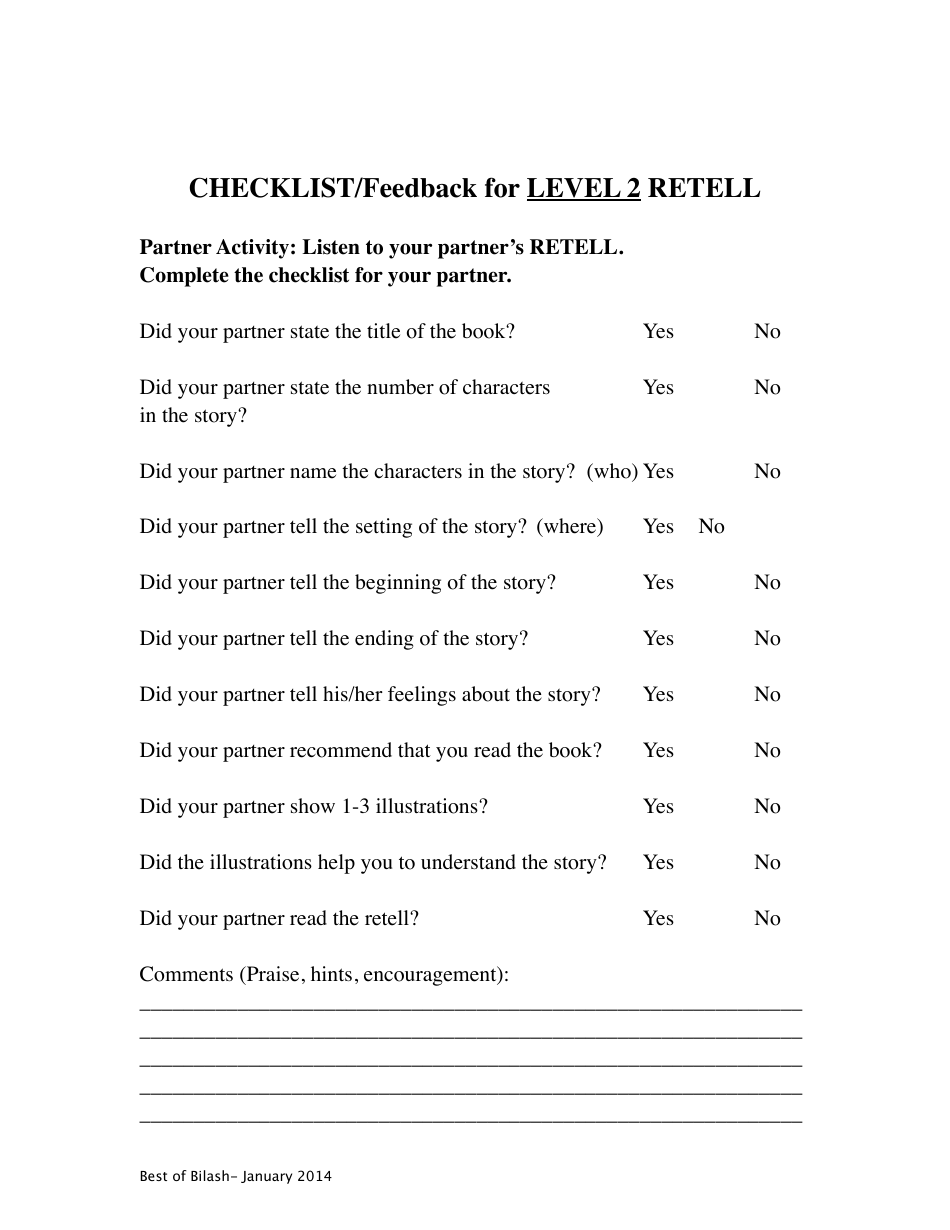 Reading and Retell Templates, Page 5