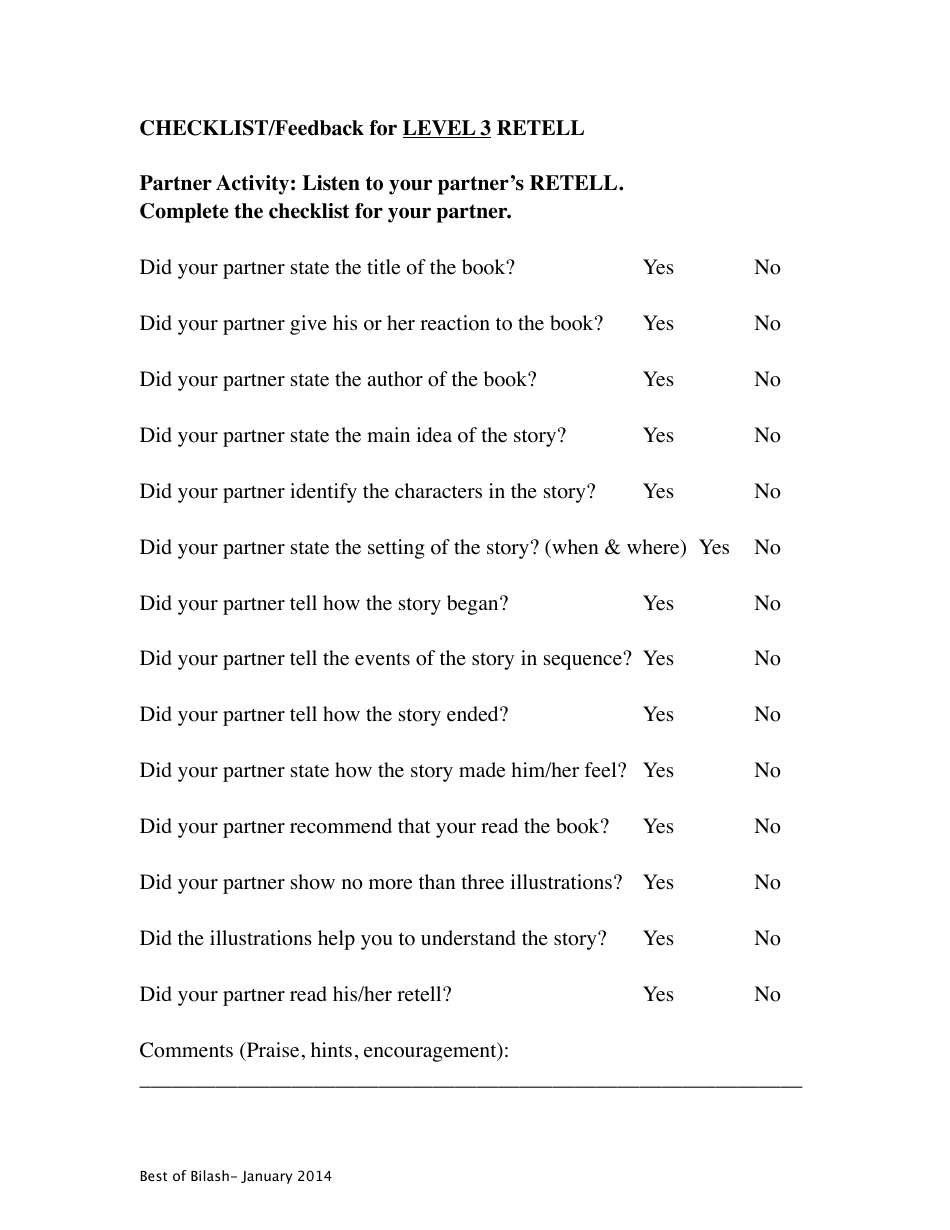 Reading and Retell Templates, Page 8