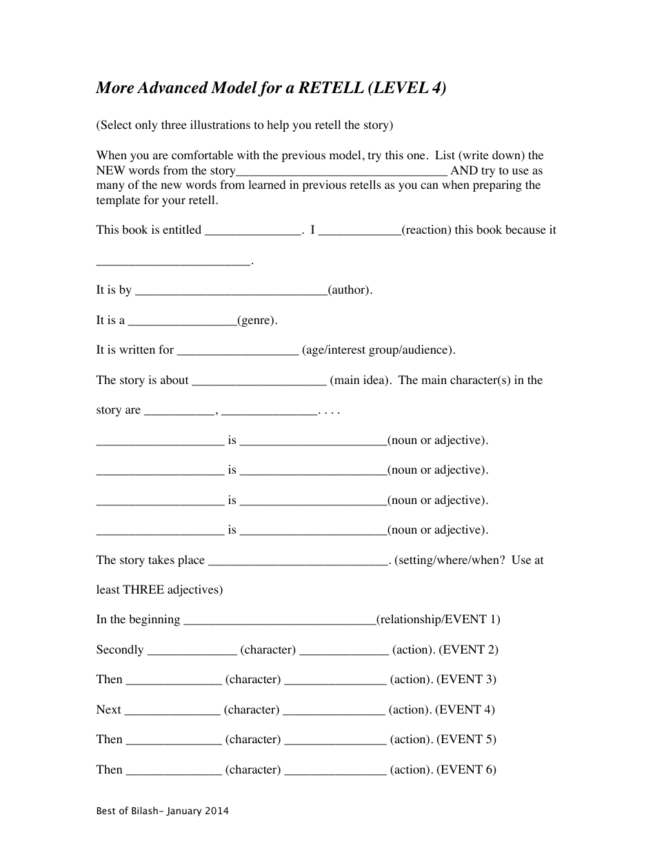 Reading and Retell Templates, Page 9