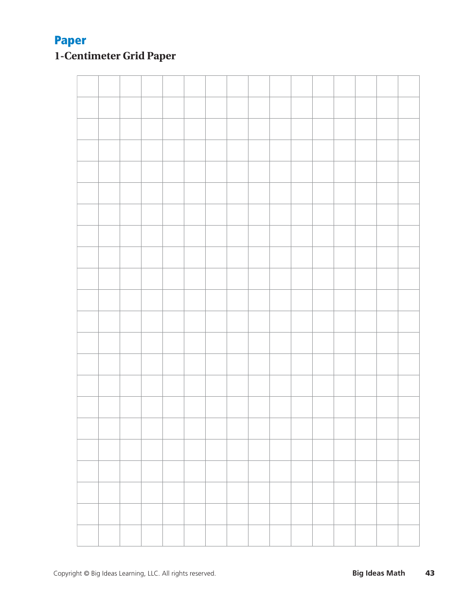 1-centimeter Grid Paper - Big Ideas Learning, Page 1