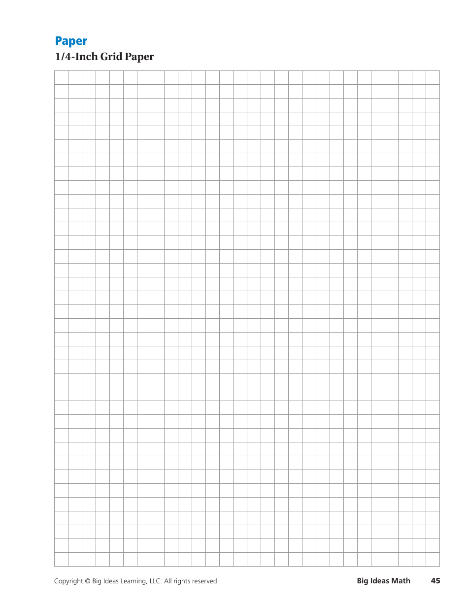 1/4-inch Grid Paper - Big Ideas Learning Download Printable PDF ...